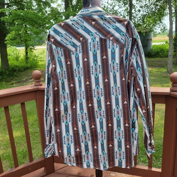 Rock & Roll Men's Modern Fit Denim Blue Long Sleeve Button Down Shirt Size XXL - Picture 9 of 14